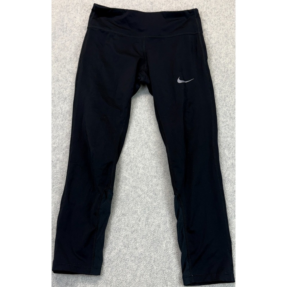 Nike Dri-FIT Womens Running Crop Leggings Black Performance Moisture-Wicking XS